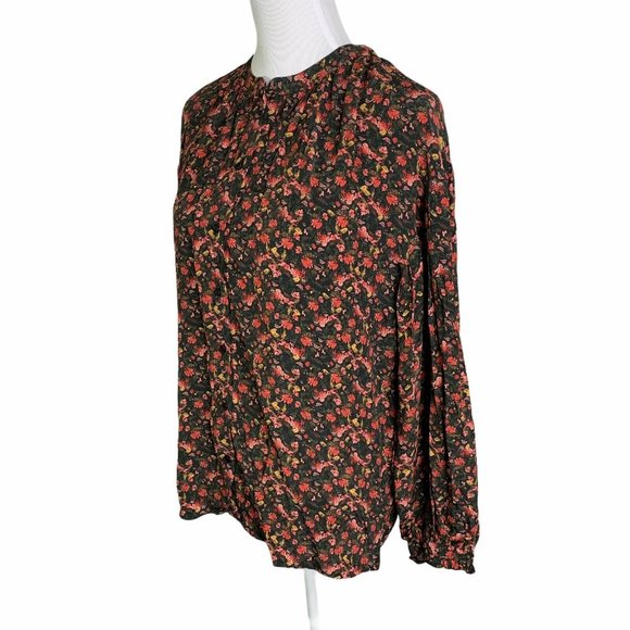 Something Navy Floral Long Sleeve Peasant Blouse - Picture 7 of 10